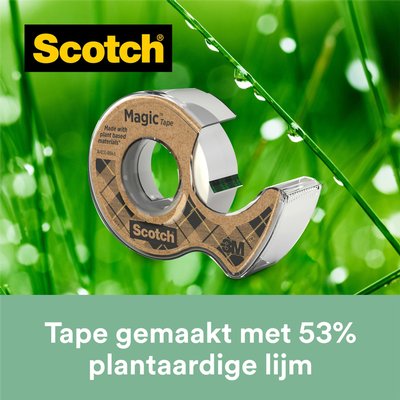 Plakband Scotch Magic 919 19mmx20m transparant + gerecyclede afroller