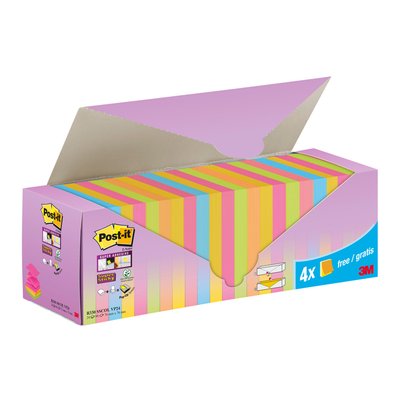 Bloc mémos 3M Post-it Z-Notes R330 Super Sticky 76x76mm 20+4 gratuits