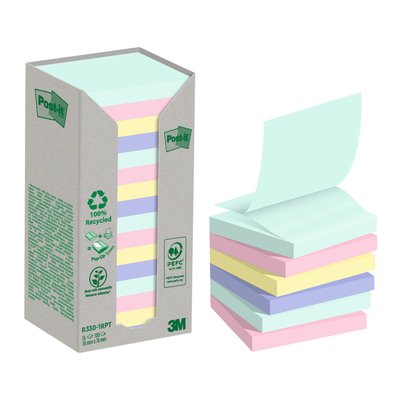 Memoblok 3M Post-it Z-Note R330 76x76mm recycle assorti kleur 16 stuks