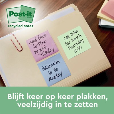 Memoblok 3M Post-it Z-Note R330 76x76mm recycle assorti kleur 16 stuks