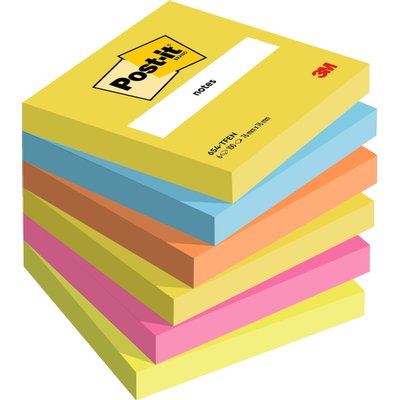 Memoblok 3M Post-it 654 76x76mm Energetic Colours 6 stuks