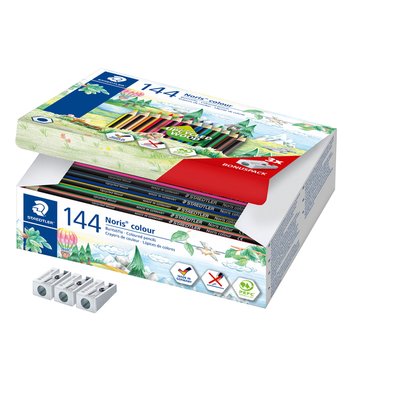Kleurpotloden Staedtler Noris 12kl-3 slijpers gratis classpack 144st