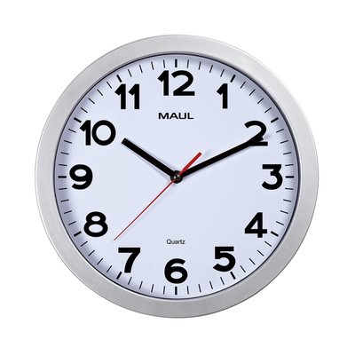 Horloge murale MAULstep Quartz Ø30x5cm plastique Argent/blanc silencieuse