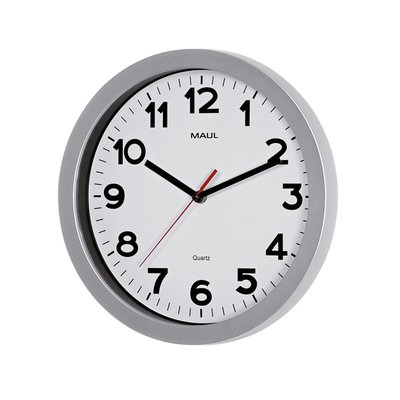 Horloge murale MAULstep Quartz Ø30x5cm plastique Argent/blanc silencieuse