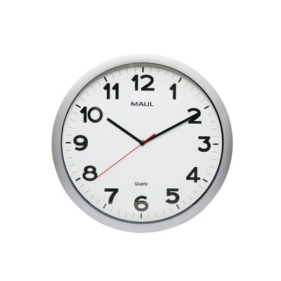 Horloge murale MAULstep Quartz Ø40x5cm plastique Argent/blanc silencieuse