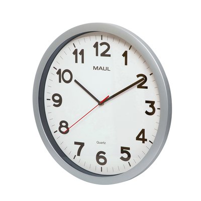 Horloge murale MAULstep Quartz Ø40x5cm plastique Argent/blanc silencieuse
