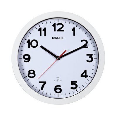 Wandklok MAUL Step RC Ø30x5cm kunststof wit/wit
