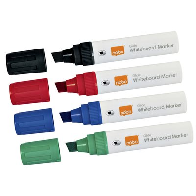 Whiteboardmarker Nobo Glide schuin assorti 10mm 4stuks