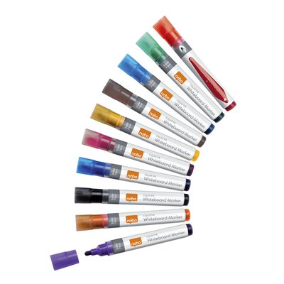 Whiteboardmarker Nobo Liquid ink rond assorti 3mm 10stuks