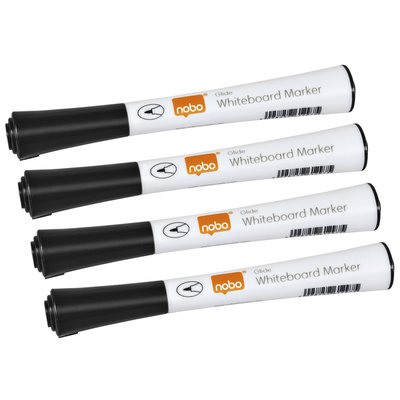 Marqueur tableau blanc Nobo Glide Fin 1mm noir 4 pièces