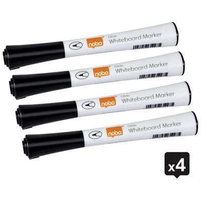 Marqueur tableau blanc Nobo Glide Fin 1mm noir 4 pièces