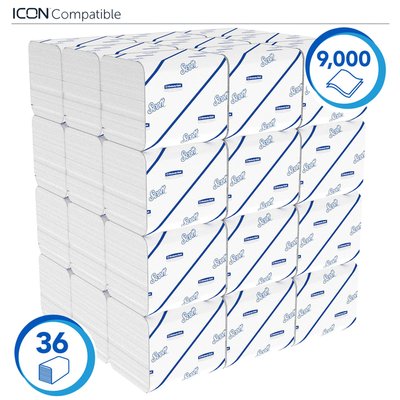Toiletpapier Scott Control gevouwen 2-laags 110x186mm wit 8508