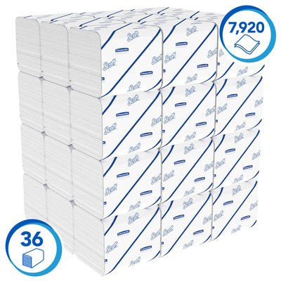 Toiletpapier Scott Control gevouwen 2-laags 110x186mm wit 8509