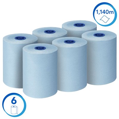 Handdoekrol Scott Essential Slimroll 1-laags 190m blauw 6696