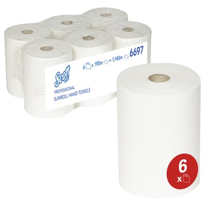 Handdoekrol Scott Slimroll 1-laags 190m wit 6697
