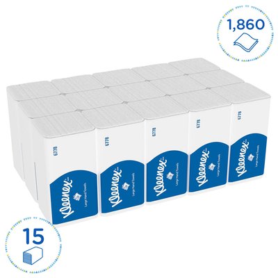 Handdoek Kleenex Ultra i-vouw 2-laags 215x318mm 15x124 vel wit 6778