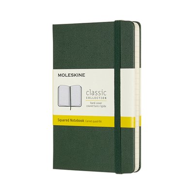 Carnet Moleskine Pocket 90x140mm carreau 5x5mm couverture rigide vert myrte