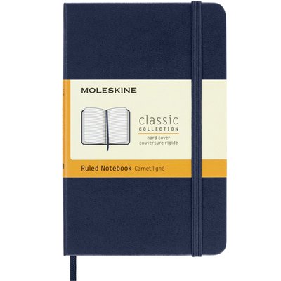 Carnet Moleskine Pocket 90x140mm ligné couverture rigide bleu saphir