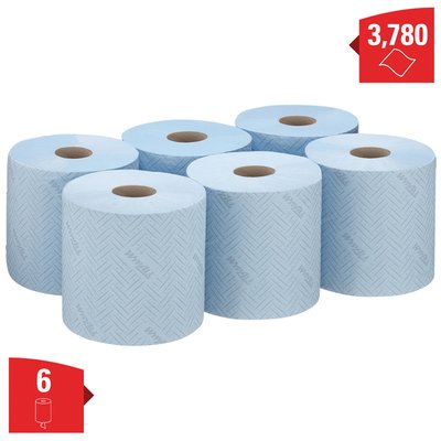 Poetspapier WypAll L10 1-laags 630 vel blauw 7494
