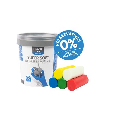 Pâte à modeler Creall super soft rouge/bleu/vert/jaune/blanc 450g