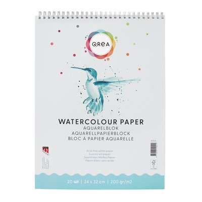 Aquarelblok Qrea 24x32 20 vel 200gr spiraal
