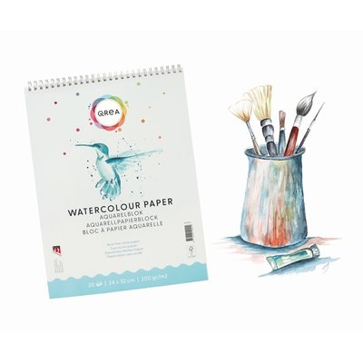 Aquarelblok Qrea 24x32 20 vel 200gr spiraal