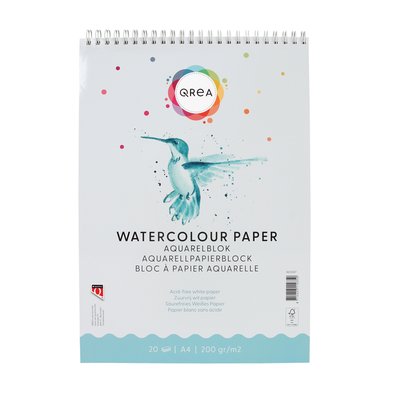 Aquarelblok Qrea A4 20 vel 200gr spiraal