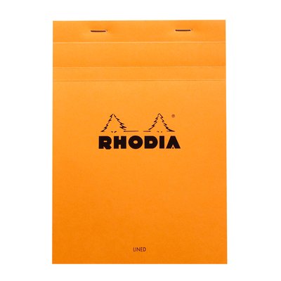 Schrijfblok Rhodia A5 lijn 80 vel 80gr met kantlijn oranje
