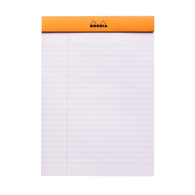 Schrijfblok Rhodia A5 lijn 80 vel 80gr met kantlijn oranje