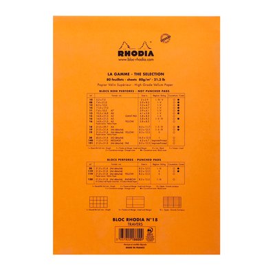 Bloc Rhodia A4 ligné + marge 80 feuilles 80g orange