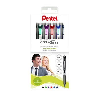 Roller gel Pentel BL77 EnerGel Medium assorti 6 pièces