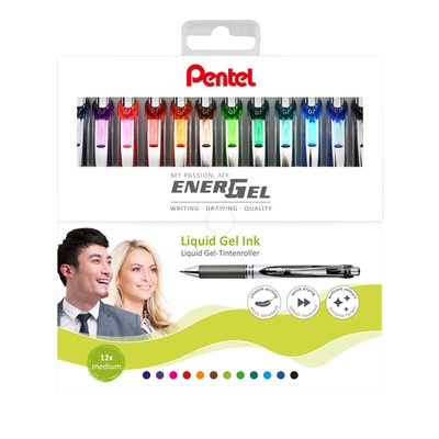Roller gel Pentel BL77 EnerGel Medium assorti 12 pièces