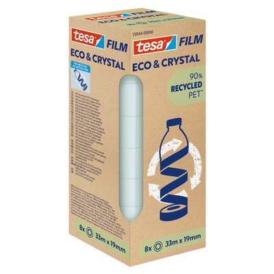 Plakband Tesa eco&crystal 59044 19mmx33m transparant 8 rollen