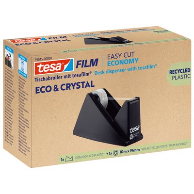 Dévidoir ruban Tesa eco & crystal 59045 noir 1 rouleau 19mmx10m