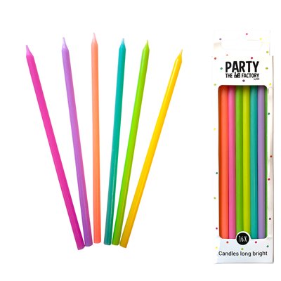 Kaarsjes Haza long bright 15cm 16 stuks assorti