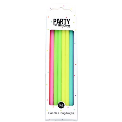Kaarsjes Haza long bright 15cm 16 stuks assorti