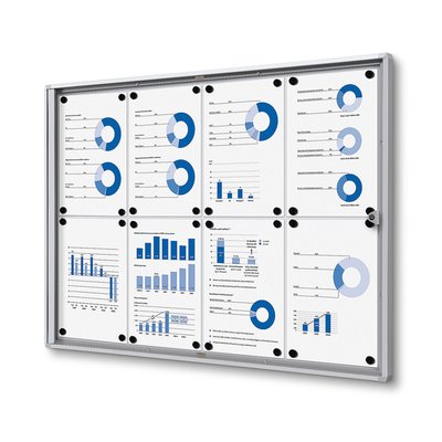 Vitrine d'affichage d'intérieur Quantore 8x A4 argent
