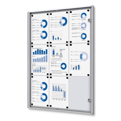 Vitrine d'affichage d'intérieur Quantore 9x A4 argent