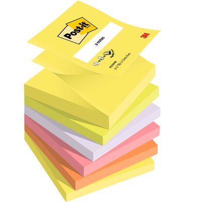 Memoblok 3M Post-it Z-Note R330 76x76mm ass kleur 6 stuks