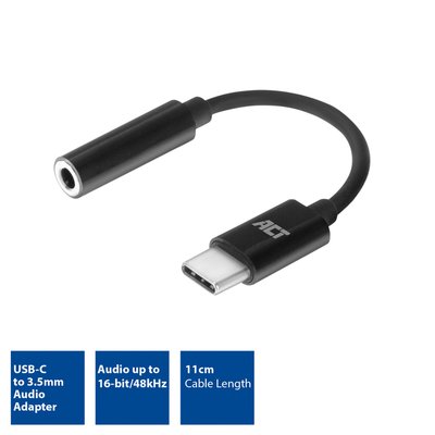 Adapter ACT USB-C naar 3.5mm audio jack 0.1 meter