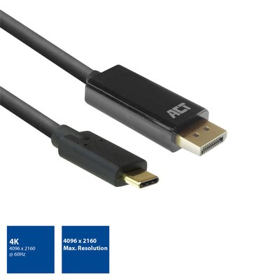 Kabel ACT USB-C naar Displayport 60Hz 2 meter