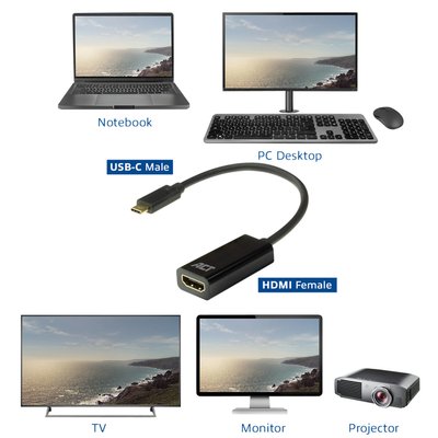 Adapter ACT USB-C naar HDMI 4K 60Hz 0.15 meter