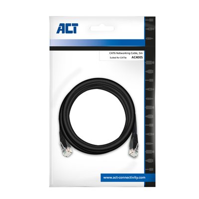 Kabel ACT CAT6 Network koper 5 meter zwart