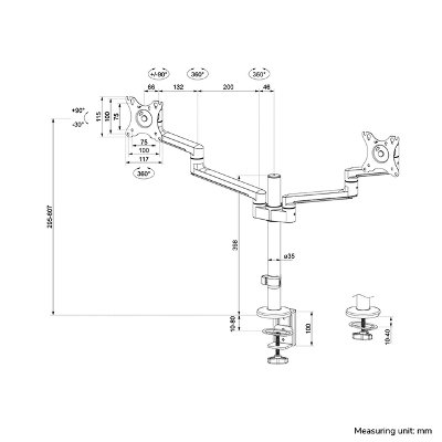 Monitorarm Neomounts DS60-425BL2 zwart