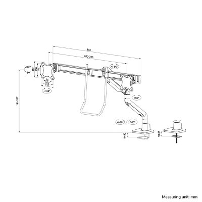 Support 2 écrans Neomounts DS75S-950BL2 noir