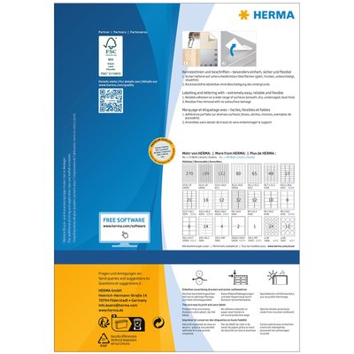Etiket HERMA 10301 63.5x38.1mm verwijderbaar wit 2100 stuks