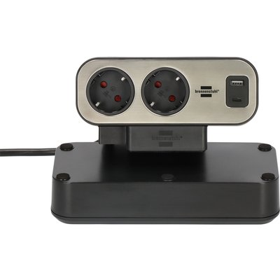 Multiprise Brennenstuhl Estilo bureau 10- prises 1 USB C 1 USB A 2m argent/noir