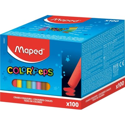 Craie tableau noir Maped Color'Peps boîte 100 pièces assorti
