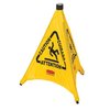 Cône d'avertissement Rubbermaid 3 côtés Pop-up Multilingue 76cm jaune Photo