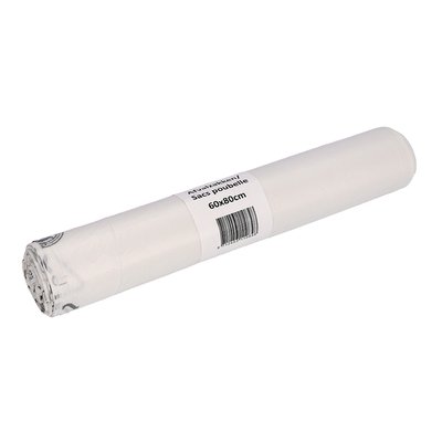 Sac poubelle Cleaninq 60x80cm HDPE Recycled T23 60L transparent rouleau 25 pièces